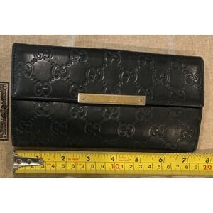 Gucci Embossed GG Continental‎ Wallet Snap Closure Leather Black